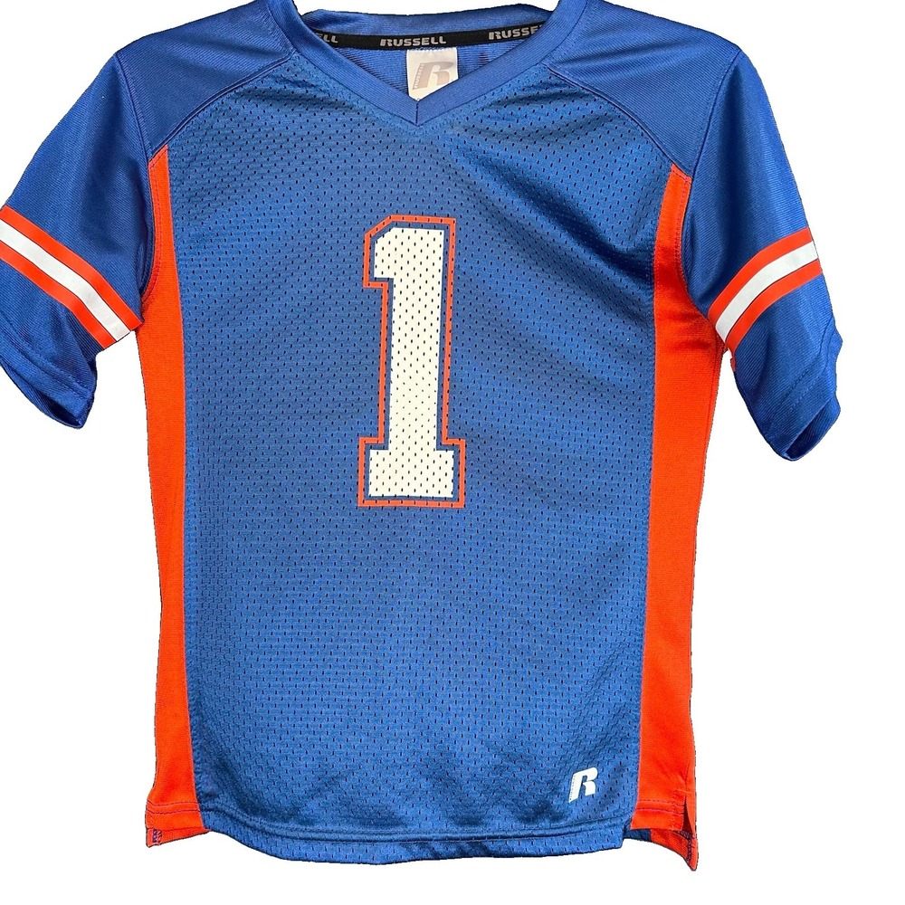 Russell Florida Gators #1 Youth Football Jersey Blue Orange White Size S (6/7)